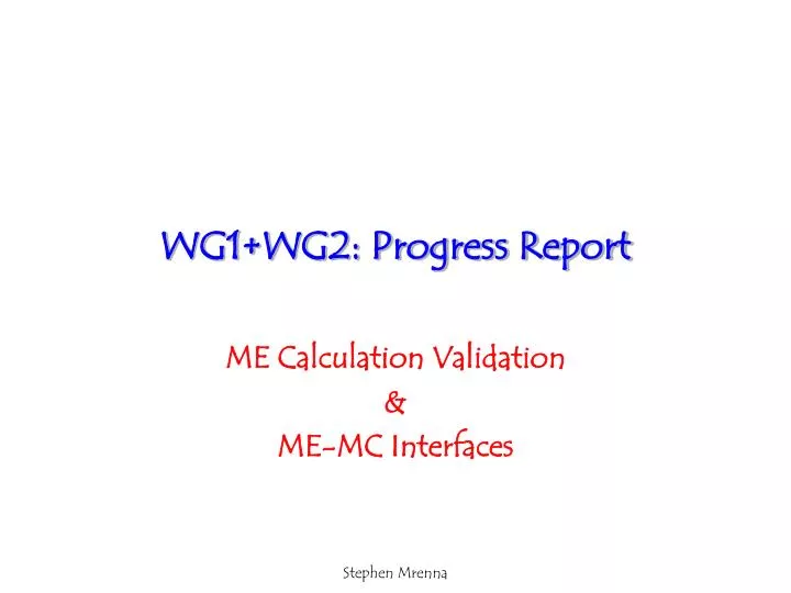 wg1 wg2 progress report