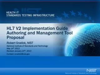 HL7 V2 Implementation Guide Authoring and Management Tool Proposal