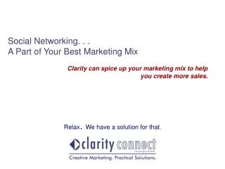 Social Networking. . . A Part of Your Best Marketing Mix