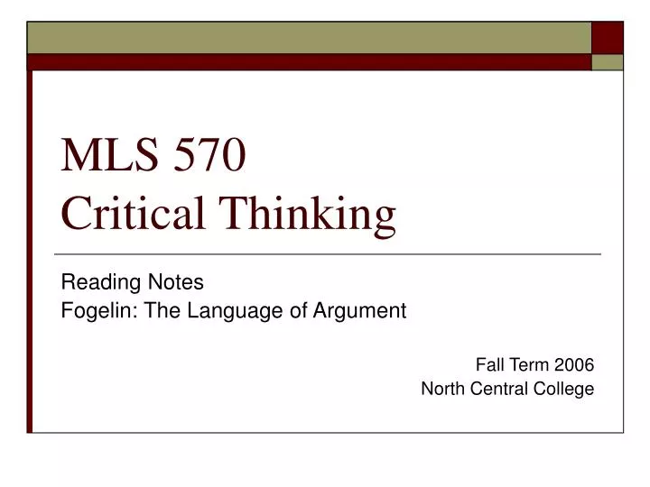 mls 570 critical thinking