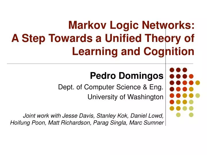 markov logic networks a step towards a unified theory of learning and cognition