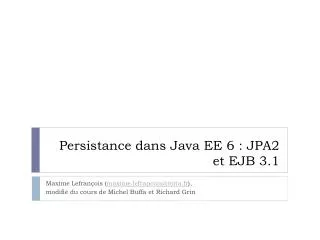 persistance dans java ee 6 jpa2 et ejb 3 1