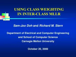 USING CLASS WEIGHTING IN INTER-CLASS MLLR