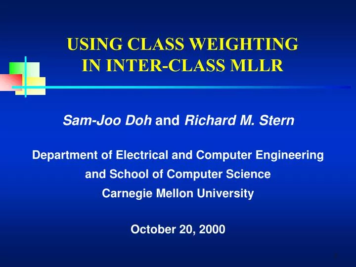 using class weighting in inter class mllr