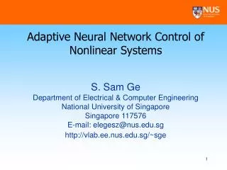 Adaptive Neural Network Control of Nonlinear Systems