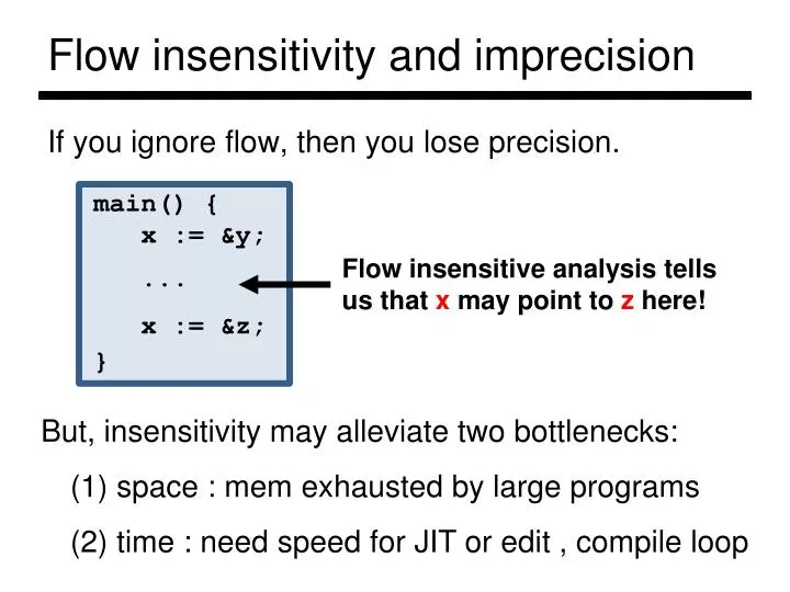 flow insensitivity and imprecision