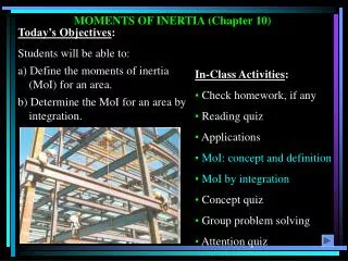 MOMENTS OF INERTIA (Chapter 10)