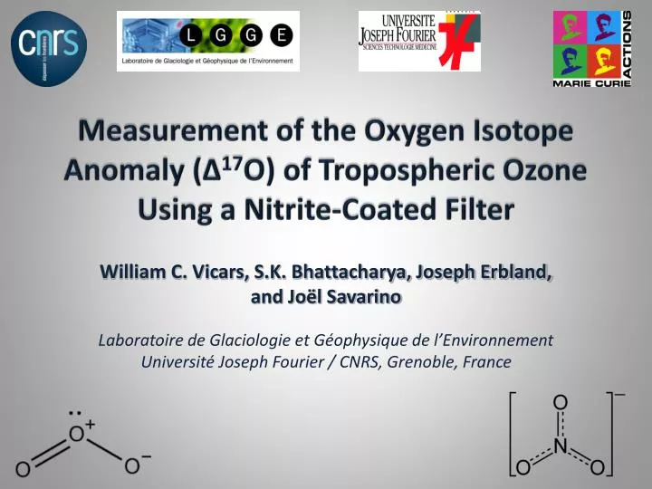 measurement of the oxygen isotope anomaly 17 o of tropospheric ozone using a nitrite coated filter