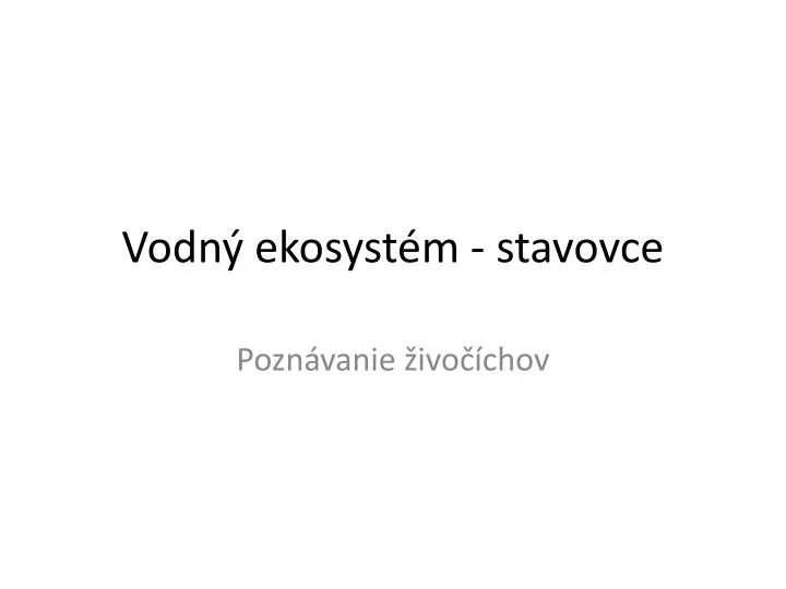 vodn ekosyst m stavovce