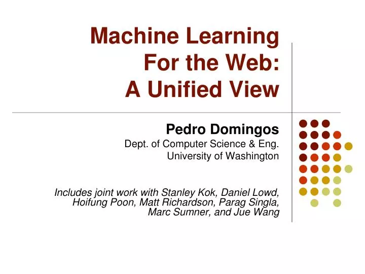 machine learning for the web a unified view