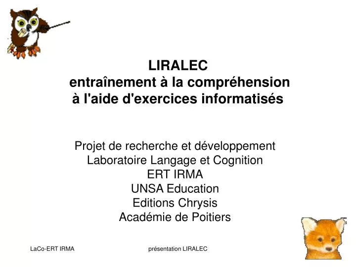 liralec entra nement la compr hension l aide d exercices informatis s