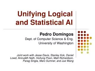 Unifying Logical and Statistical AI