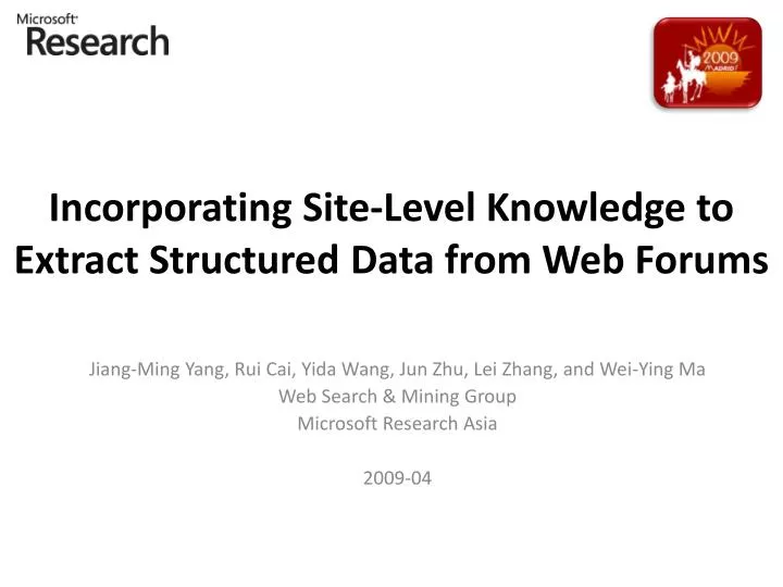 incorporating site level knowledge to extract structured data from web forums