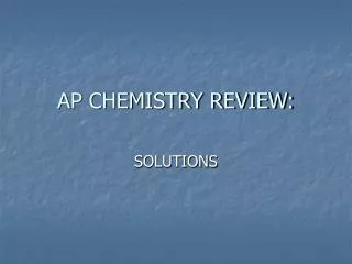 AP CHEMISTRY REVIEW: