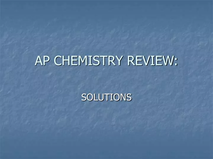 ap chemistry review