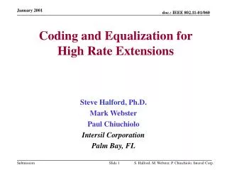 Coding and Equalization for High Rate Extensions