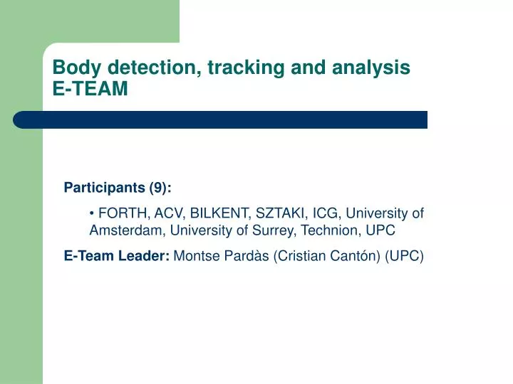 body detection tracking and analysis e team