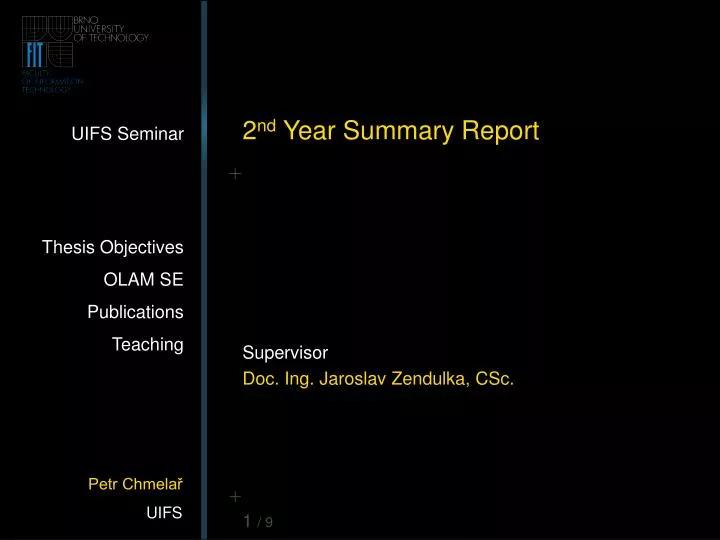 2 nd year summary report
