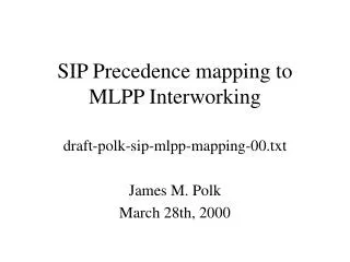 SIP Precedence mapping to MLPP Interworking