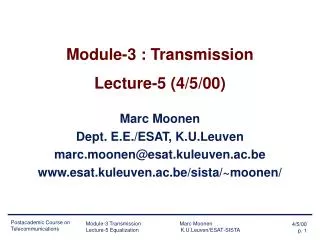 Module-3 : Transmission Lecture-5 (4/5/00)