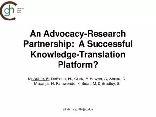 An Advocacy-Research Partnership: A Successful Knowledge-Translation Platform?