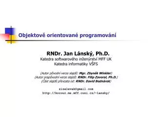 objektov orientovan programov n