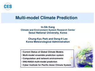 In-Sik Kang Climate and Environment System Research Center Seoul National University, Korea