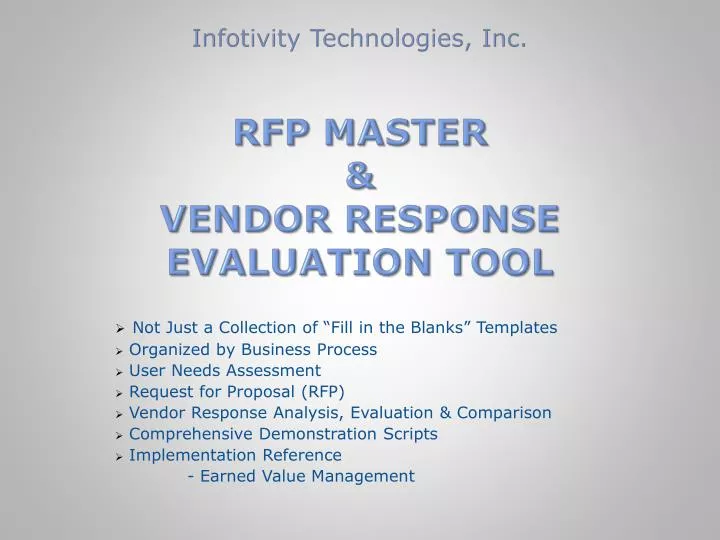 infotivity technologies inc rfp master vendor response evaluation tool