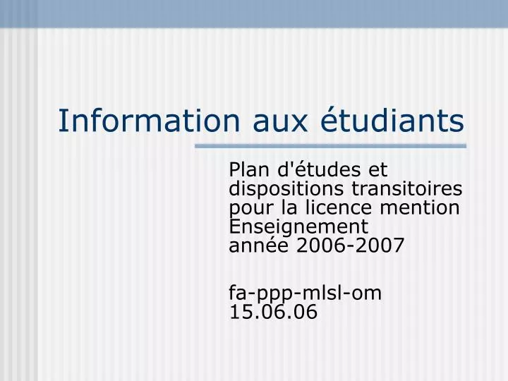 information aux tudiants
