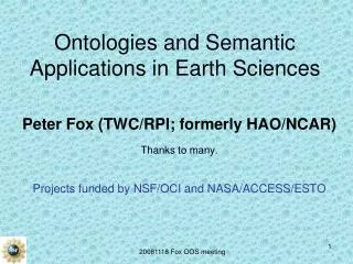 Ontologies and Semantic Applications in Earth Sciences