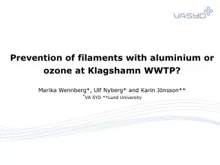 Problem Filamentous microorganisms Solution Aluminium or ozone? Control of sludge age?