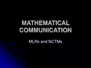 MATHEMATICAL COMMUNICATION