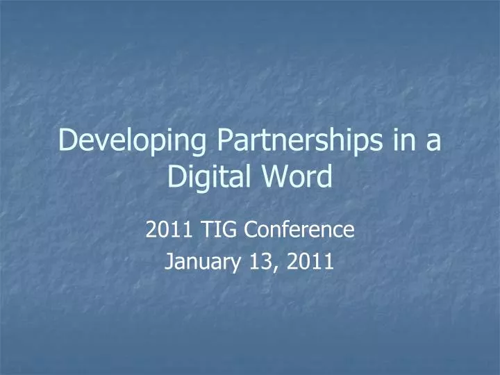developing partnerships in a digital word
