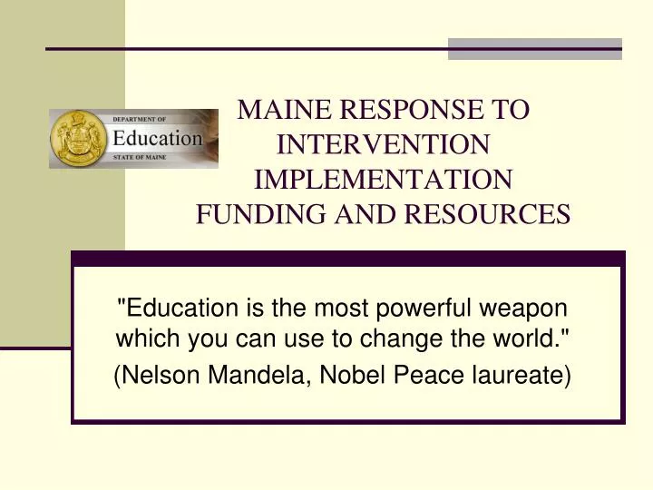 maine response to intervention implementation funding and resources