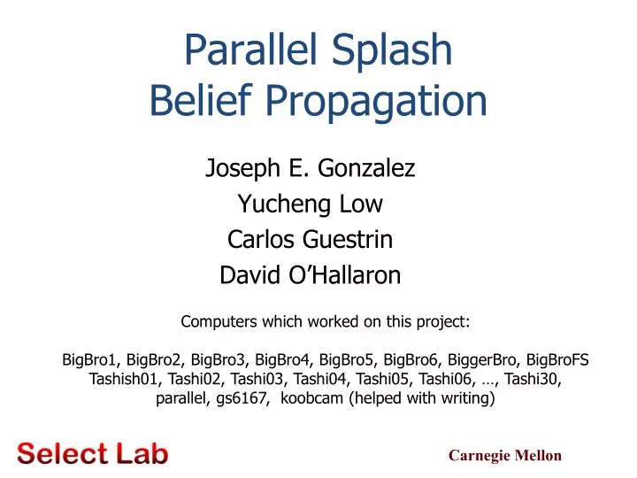 parallel splash belief propagation