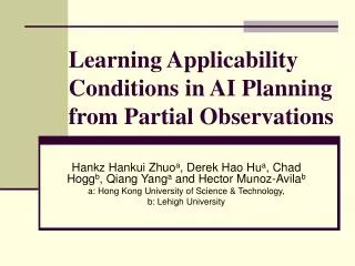 Learning Applicability Conditions in AI Planning from Partial Observations