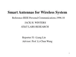 Smart Antennas for Wireless System