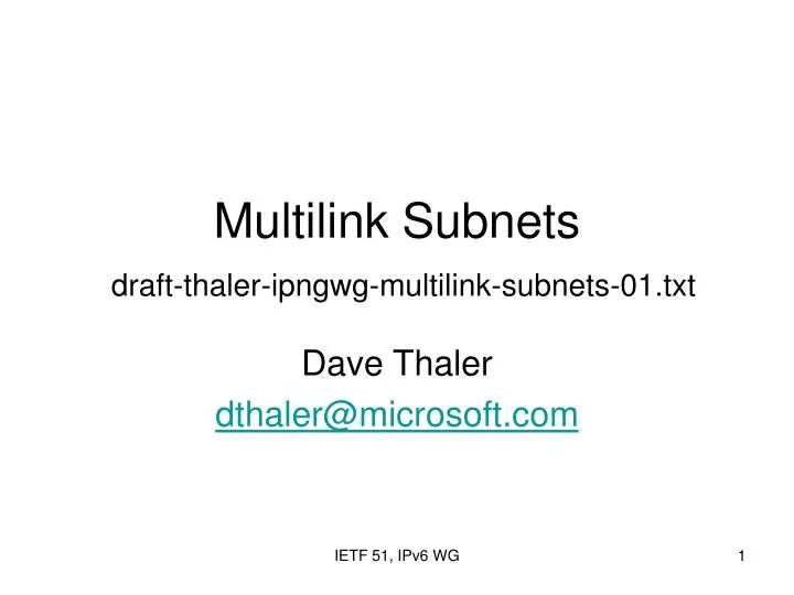 multilink subnets draft thaler ipngwg multilink subnets 0 1 txt