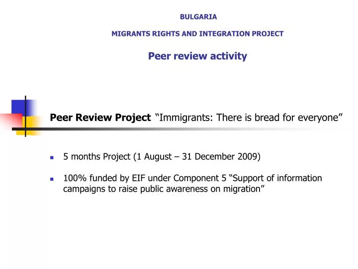 bulgaria migrants rights and integration project peer review activity