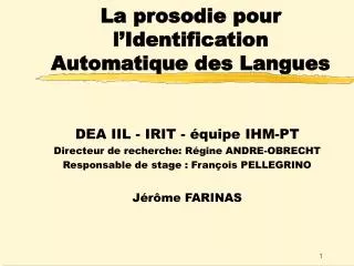 la prosodie pour l identification automatique des langues