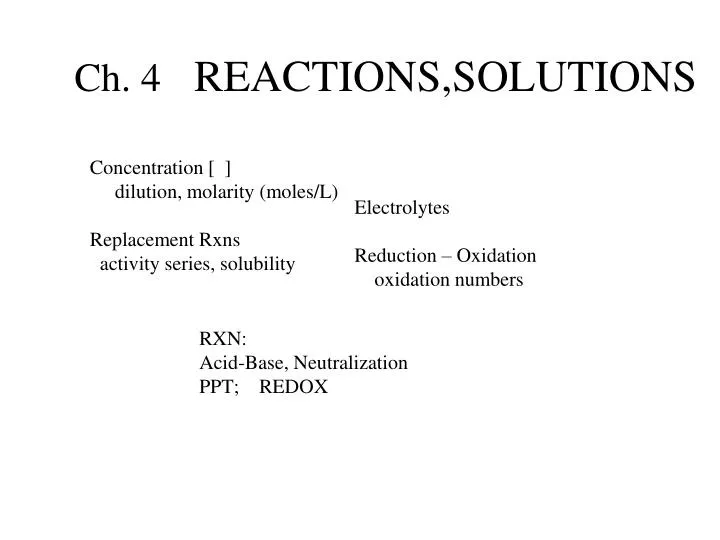 ch 4 reactions solutions