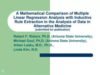 Robert F. Waters, Ph.D. (Arizona State University),