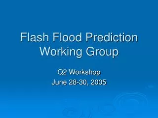 Flash Flood Prediction Working Group