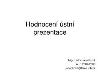 hodnocen stn prezentace
