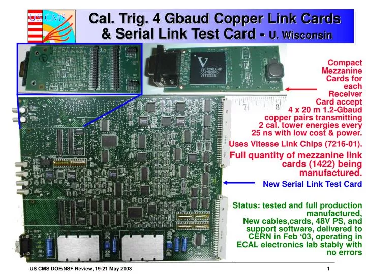cal trig 4 gbaud copper link cards serial link test card u wisconsin