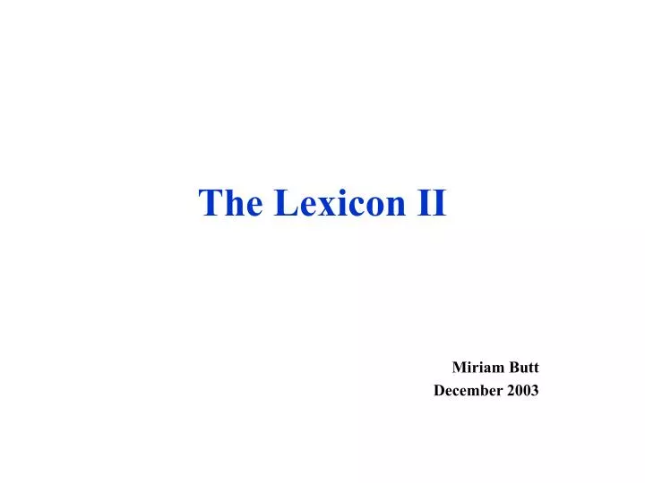 the lexicon ii