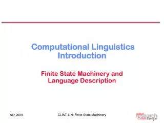 Computational Linguistics Introduction