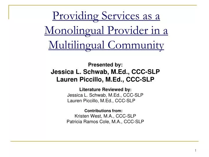 providing services as a monolingual provider in a multilingual community