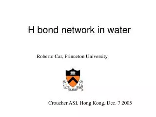 H bond network in water
