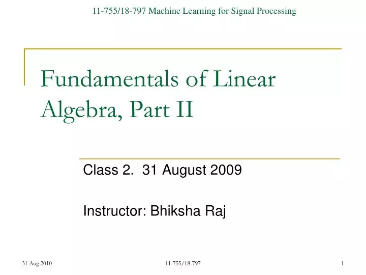 fundamentals of linear algebra part ii